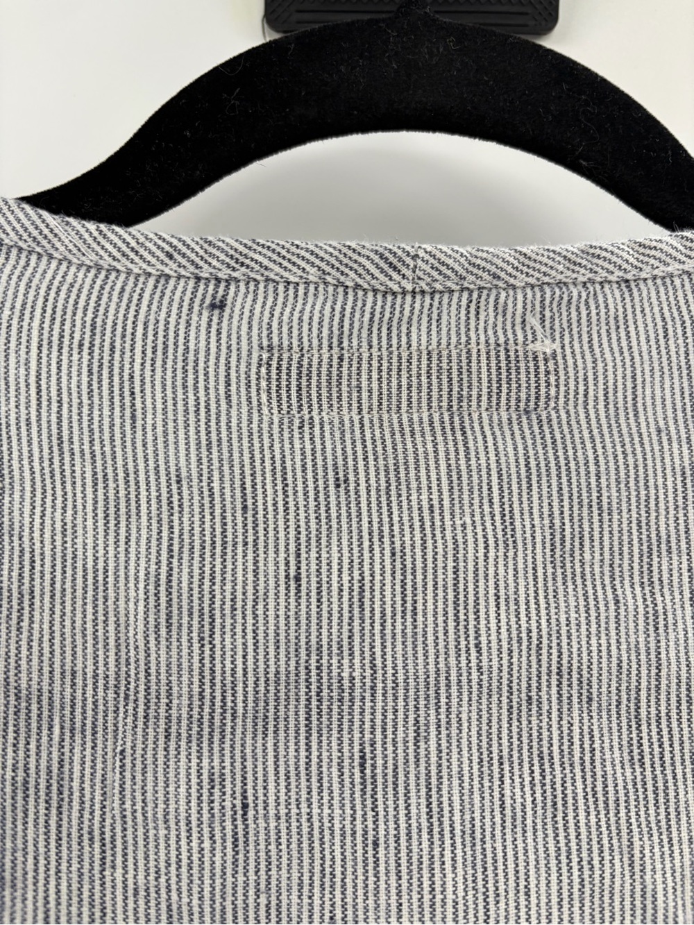 Flax linen Laganlook bohemian stripe grey shift v-neck pockets midi dress small - Picture 10 of 14